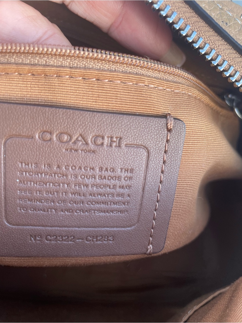 COACH Medium Tan and Cream Pebbled Leather Rowen with Detachable Strap - Picture 7 of 10
